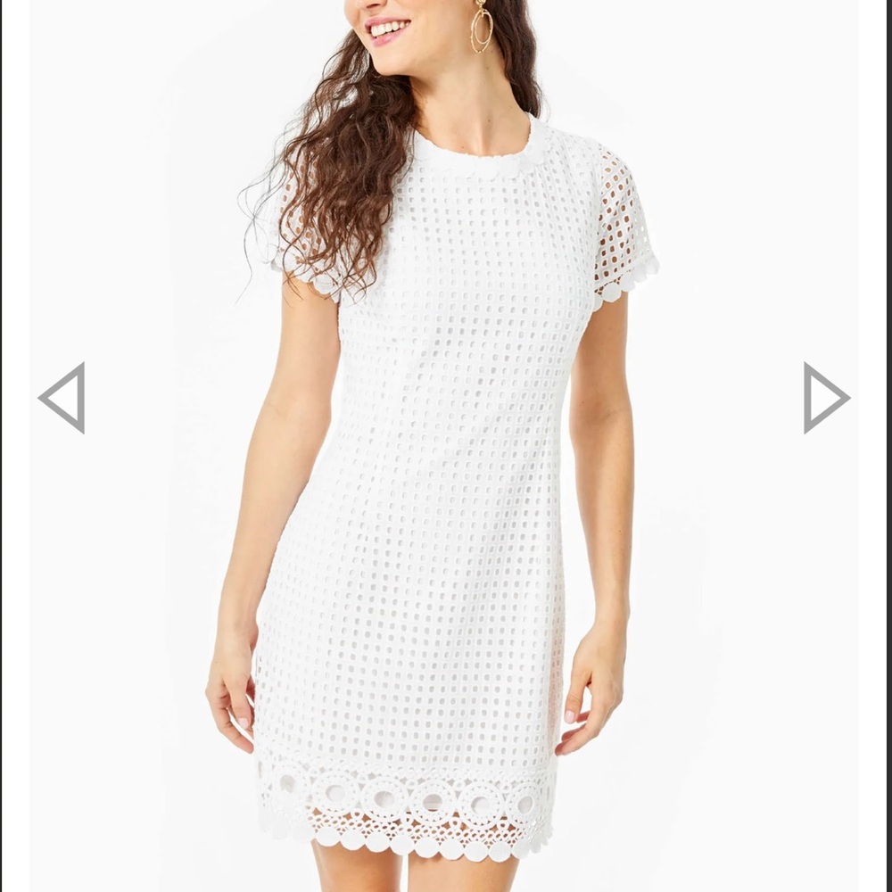 Lilly Pulitzer Jennifer Shift Dress - Resort White Grid Eyelet